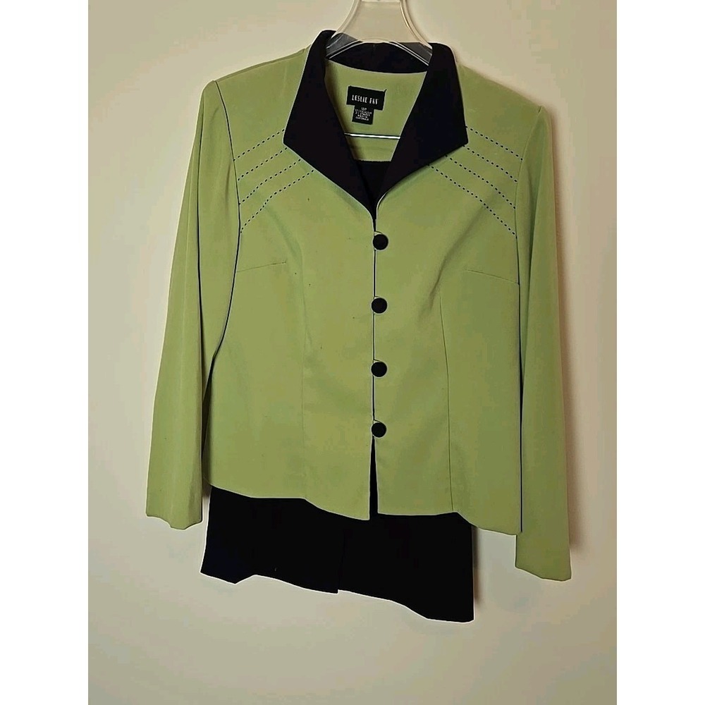 LESLIE FAY Womens Size 10P 10 Petite BLAZER & SKIRT SUIT 2 PIECE SET Long Sleeve